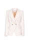 Cream double-breasted blazer in technical fabric