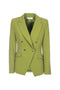 Green double-breasted blazer in technical fabric