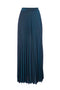 Long blue pleated skirt in lurex jersey