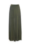 Long green pleated skirt in lurex jersey