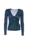 Blusa blu in jersey lurex con nodo