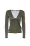 Blusa verde in jersey lurex con nodo