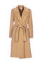 Cappotto lungo cammello in panno con cintura