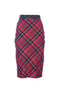 Gonna longuette stampa tartan check rossa
