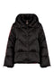 Short black “IVY” down jacket with removable hood
