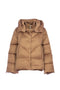 Brown “IVY” short down jacket with removable hood