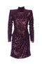 Short “ATLEAS” marron glace dress in sequins with knot on the side
