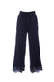 Pantalon en maille de laine mélangée noir avec dentelle