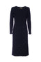 Abito longuette nero in maglia con borchie