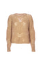 Maglia traforata cammello in misto mohair e alpaca