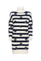 Two-tone striped knitted mdi dress with high neck