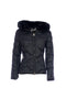 Regular black padded jacket with hood and hip band