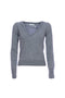 Maglia slim grigia in misto lana con scollo a V profondo