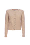 Cardigan regular cammello in lana e cashmere a costine punto treccia