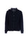 Piumino bimateriale nero in lana e nylon con cappuccio