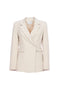 Giacca blazer doppiopetto avena in crêpe
