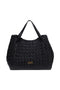 Black quilted braided shopping bag with clutch