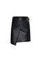 Minigonna nera a incrocio in tessuto spalmato
