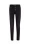 Jeans skinny in denim nero di cotone stretch con bottoni