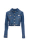 Giacca cropped in denim di cotone stretch