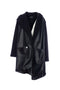 Cappotto nero in ecopelle e cotone con cappuccio