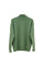Green turtleneck sweater with decorative buttons