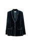 Dark green velvet-effect jacket with contrasting trim