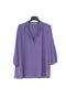 Blusa viola in georgette con collo coreano aperto