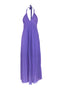 Robe violette plissée en georgette avec décolleté en V