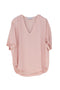 Blusa rosa in raso con scollo a V