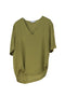 Blusa verde oliva in raso con scollo a V