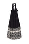 Black Sangallo dress with embroidered cotton flounce
