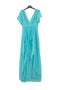 Robe de cocktail en mousseline vert aqua