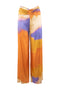 Pantalon palazzo « EZRA » abricot en satin imprimé