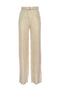 Gold flare palazzo trousers in linen blend with sash