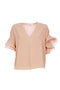 Blusa rosa antico con maniche volant