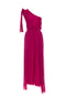 Abito monospalla ciclamino in chiffon misto seta