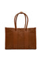 Shopping bag marrone effetto intrecciato con logo