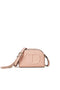 Borsa a tracolla piccola rosa con Oval T e nappa