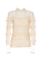 Blusa avorio in tulle plumetis e pizzo