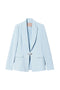 Giacca blazer azzurra in crêpe cady con bijou