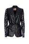 Veste blazer noire effet cuir avec dentelle