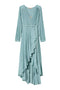 Long light blue dress in pleated georgette