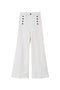 Jeans flare bianco con bottoni décor