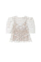 Maglia crochet effetto pizzo bianco neve con maniche balloon