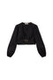 Blusa cropped nera in popeline con Oval T