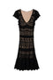 Short black dress in lace-effect knit