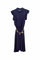 Regular dark blue midi chemisier dress with silk