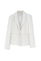 Cream single-breasted regular blazer with rhinestones