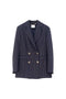 Blazer regular doppiopetto blu scuro in tessuto gessato